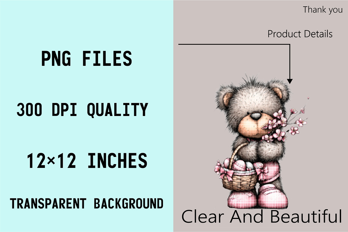 Whimsical Easter Teddy Bear Clipart, an Illustration by SVGArt (Photo 5 of 7)