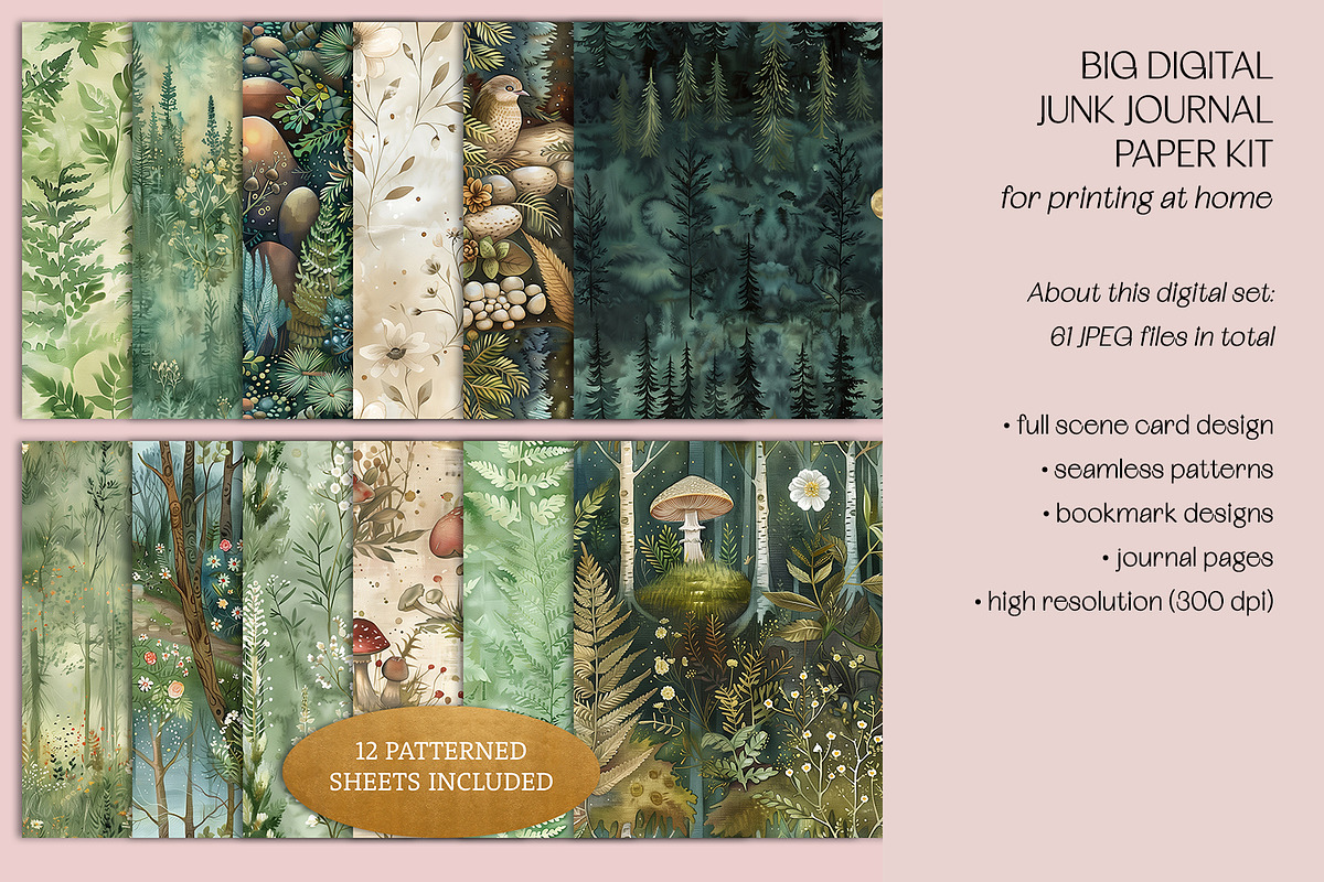 Bordered Woodlands Junk Journal Kit, a Decorative Illustration by The Dutch Lady Designs (Photo 5 of 7)