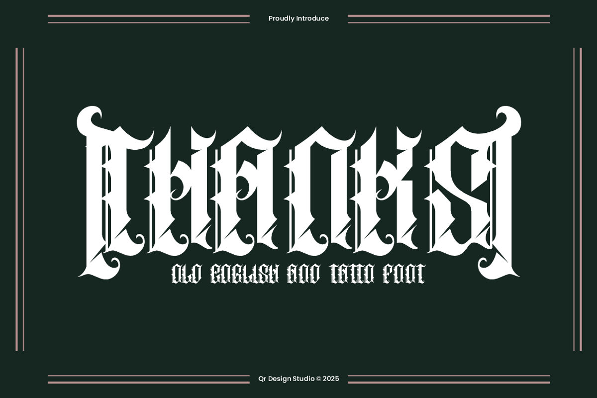 Oldero Glemoxe - Tattoo Font, a Blackletter Font by QR Design Studio (Photo 7 of 7)