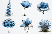 Whimsical Blue Flowers Spring png, an Illustration by Watercolor design (Thumbnail 2 of 7)