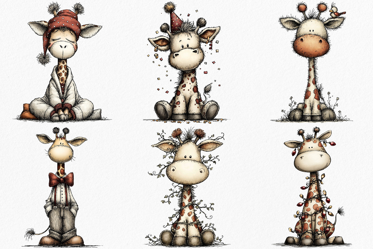 Cute Funny Giraffe Clipart, an Illustration by Canvas Craft (Photo 3 of 7)