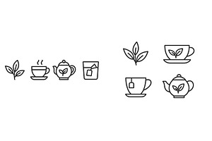 Various tea and plant line art, an Illustration by ZinetroN