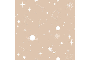 Trendy celestial seamless pattern, an Illustration by Toltemara