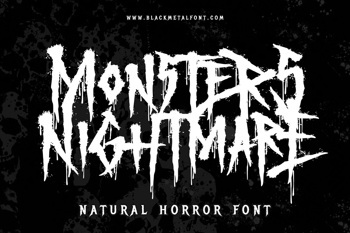 Monsters Nightmare Horror Halloween, a Blackletter Font by Blackmetalfont (Photo 1 of 4)