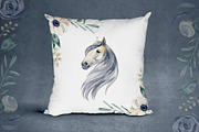 Watercolor horses and flowers, an Animal Illustration by NataliMiasStore (Thumbnail 4 of 6)