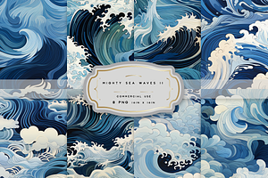 Mighty Sea Waves. Seamless Bundle 2