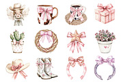 Watercolor Western Coquette Clipart, a Seasonal Illustration by CitraGraphics (Thumbnail 2 of 5)