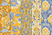 Batik Style Yellow Blue Patterns, a Texture Graphic by Maishop (Thumbnail 2 of 4)