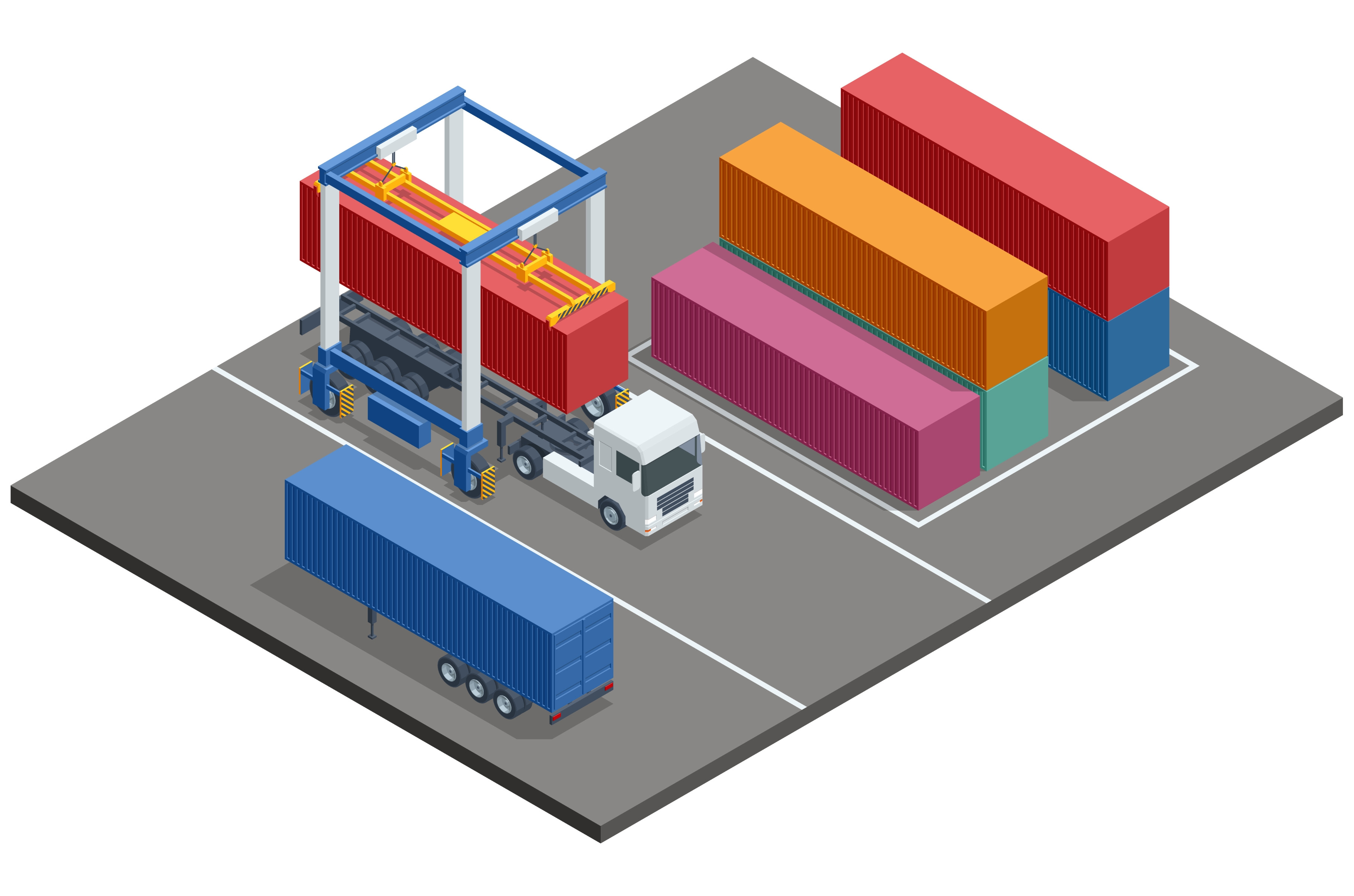 Isometric view of an industrial, a Transportation Illustration by ...