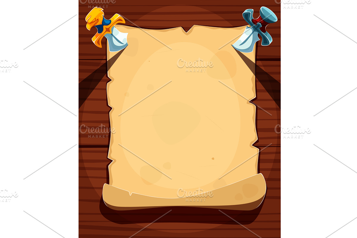 Cartoon vintage pirate scroll, an Object Illustration by Vector Tradition