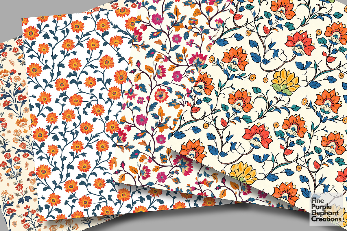Ornamental Floral Marigold Damask, a Pattern Graphic by Fine Purple Elephant (Photo 3 of 5)