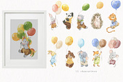 Cute animals with balloons, an Illustration by Love Watercolor Store (Thumbnail 3 of 9)