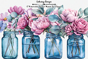 Watercolor Flower Mason Jar Clipart, an Illustration by GatewayDesign (Thumbnail 6 of 6)