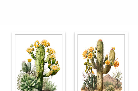 Saguaro Cactus Art, 2 Cactus Bundle