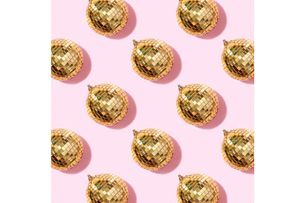 New year baubles. Shiny gold disco