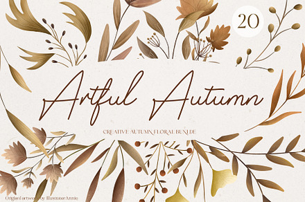 Artful Autmn Floral Clipart Bundle