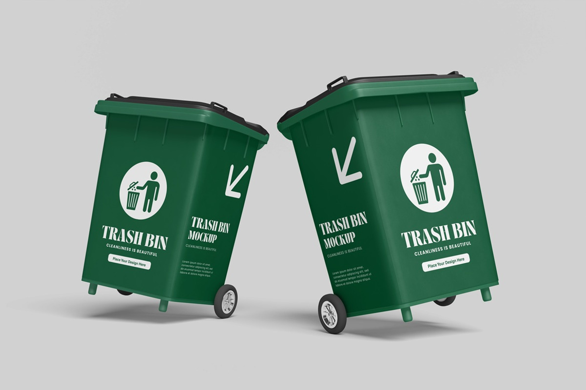 Trash Bin Mockup, a Cups & Container Mockup by AndikaGraphic (Photo 2 of 5)