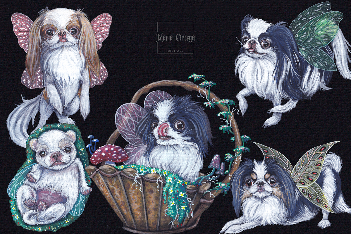 Watercolor and Gouache Dog Fairies, an Illustration by MariaOrtegaDigitals (Photo 3 of 7)