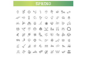 Spring Nature Vector Thin Line Icons