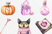 Watercolor Pink Halloween Clipart, an Illustration by Black Bird Studio (Thumbnail 4 of 6)