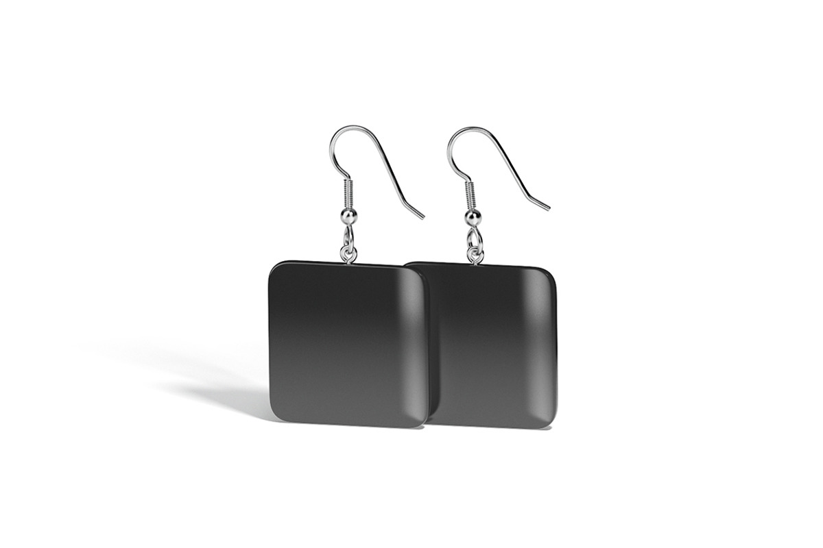 Black Square Earring Pair 3D Model, an Object 3D Model by rebrandy (Photo 3 of 9)