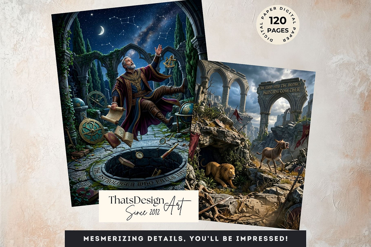 Jean De La Fontaine Fables Papers V1, an Education Illustration by ThatsDesignArt (Photo 11 of 16)