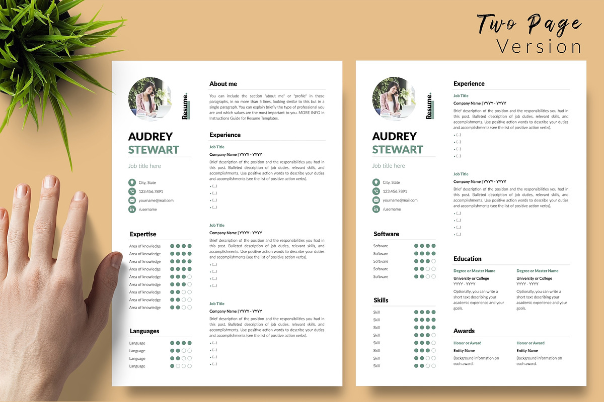 Modern CV Bundle / Resume - Audrey, a Resume Template by Templates Design Co. (Photo 3 of 17)
