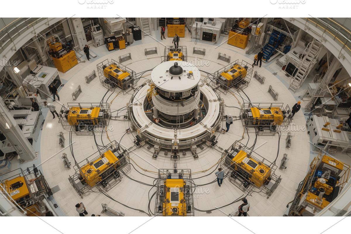 High-tech industrial facility with, an Illustration by tilialucida