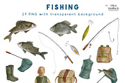 Watercolor Fishing Collection, an Object Illustration by Olya Haifisch (Thumbnail 3 of 9)