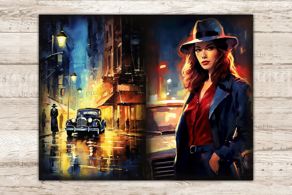 Noire Detective Junk Journal Paper, a Person Illustration by GlamArtZhanna (Photo 3 of 9)