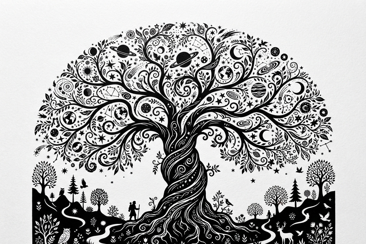 50 Mystical Galaxy Forest Silhouette, a Technology Illustration by Amazin_art (Photo 15 of 33)