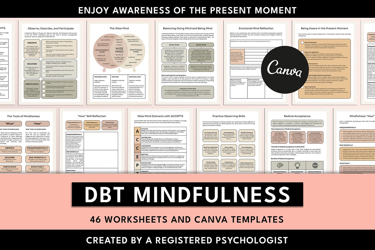 Mindfulness Workbook Canva Templates, a Templates & Theme by Miri Campbell (Photo 1 of 8)