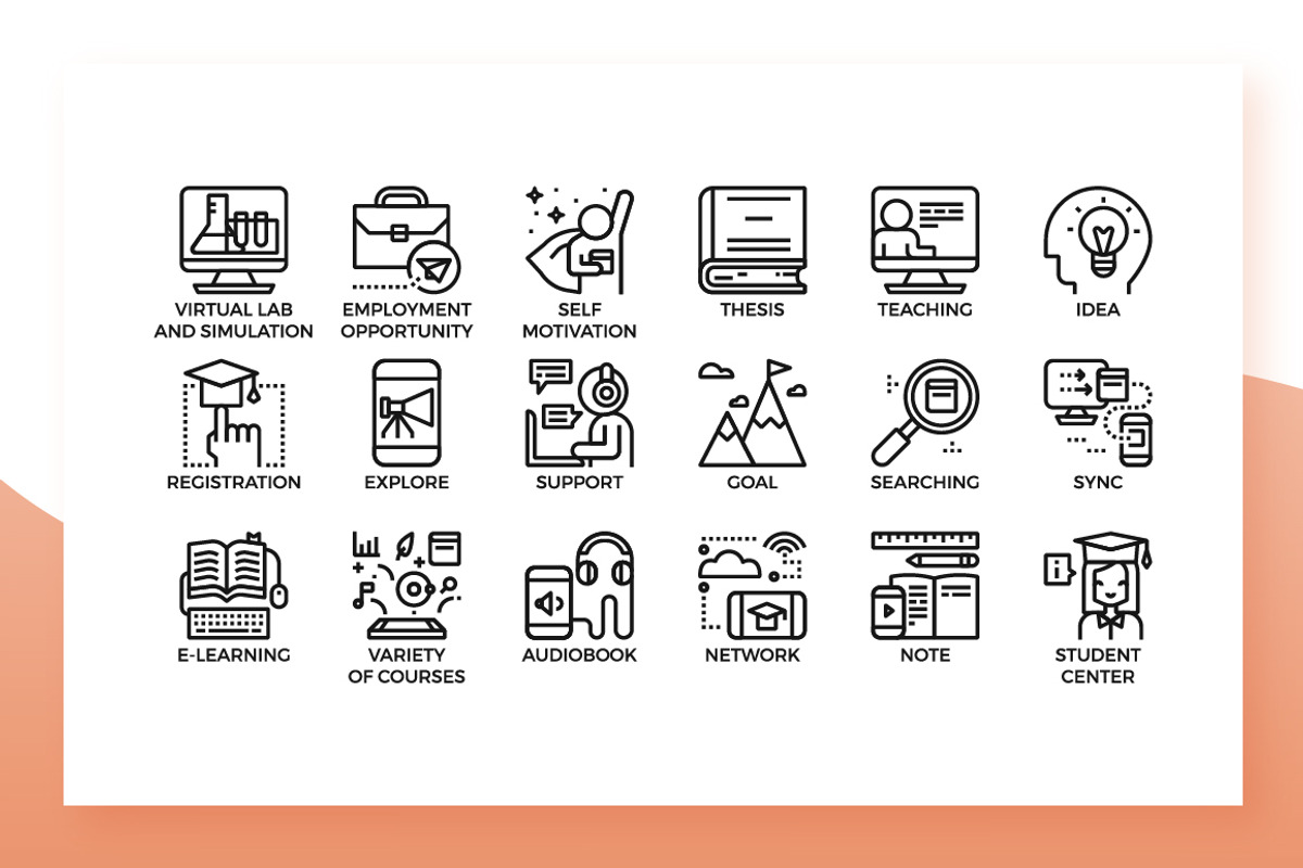Online Education Icons, an Outline Icon by Becris (Photo 3 of 3)