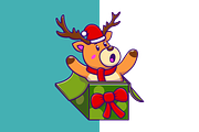 Cute Deer In Gift Box Cartoon, an Animal Illustration by Artstorystudio (Thumbnail 2 of 3)