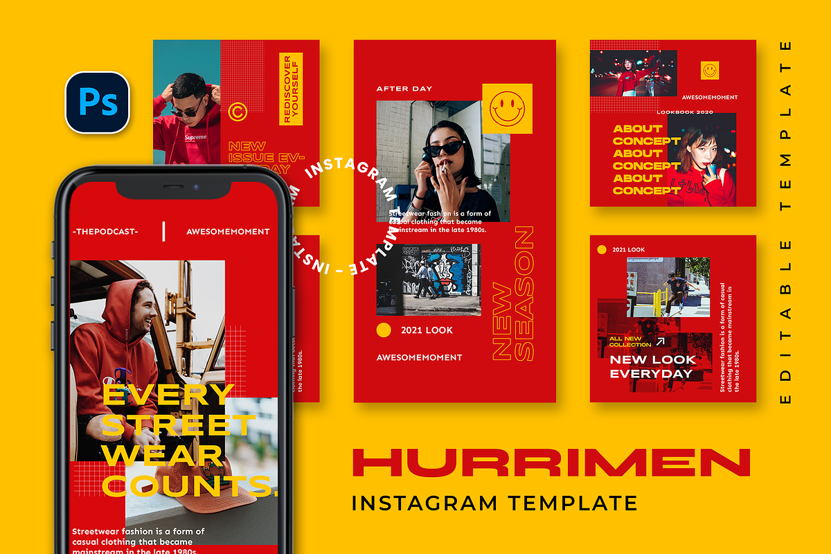 Hurrimen Instagram Template, a Social Media Template by Creatchees.std (Photo 1 of 5)