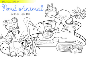 Cute Pond Animal Digital Stamp