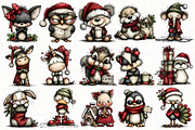 Whimsical Christmas Animals Clipart, an Illustration by OK Design (Thumbnail 3 of 6)