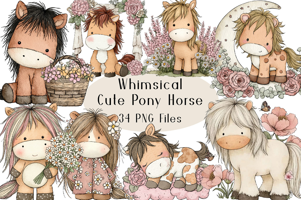 Cute Pony Horse Clipart, an Animal Illustration by Creative Art (Photo 1 of 7)