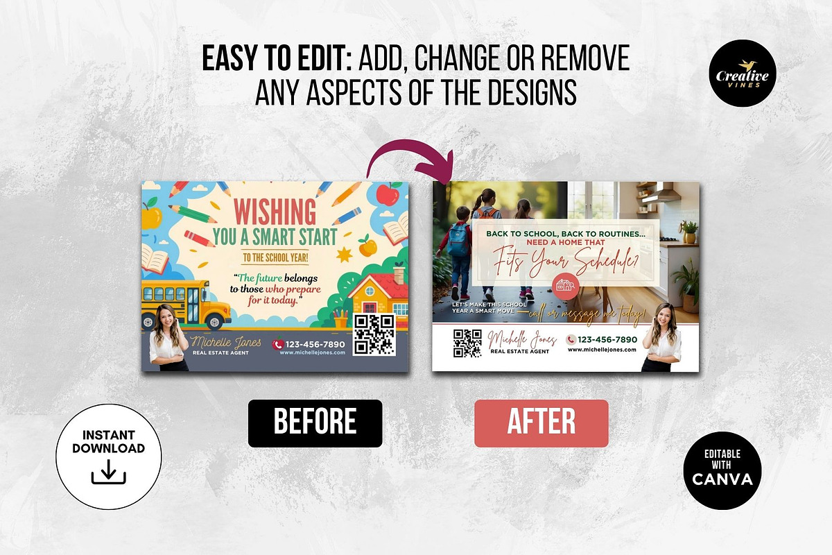 Back to School Postcard for Realtor, a Print Template by CreativeVinesStore (Photo 5 of 8)