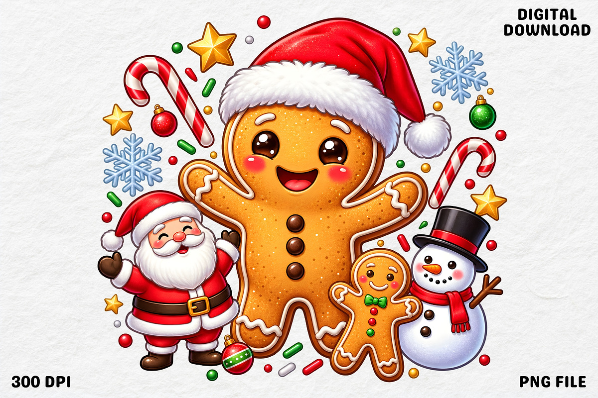 Cute Gingerbread Santa Christmas PNG, an Object Graphic by Zahyl Studio (Photo 1 of 7)