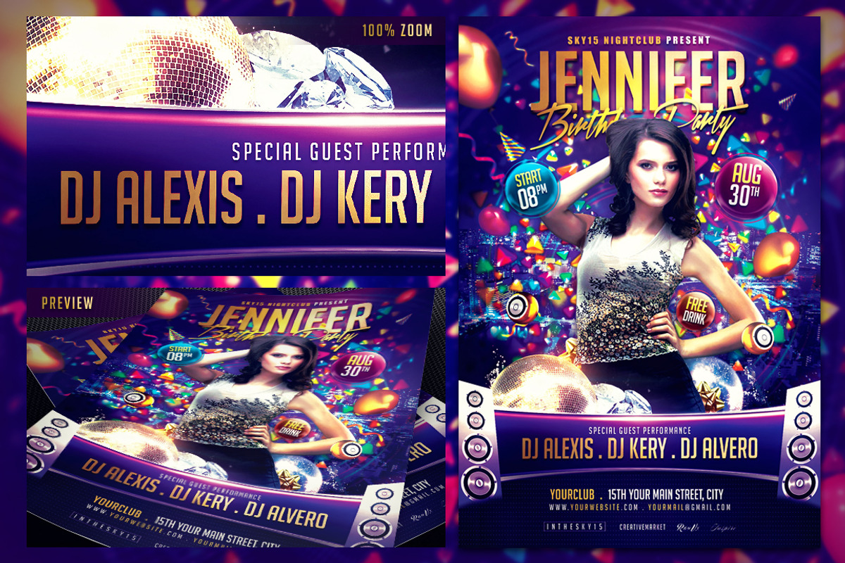 Special My Birthday Flyer Template, a Flyer Template by InTheSky15 (Photo 4 of 4)