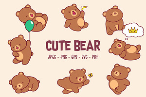 Cute Bear Clipart Set