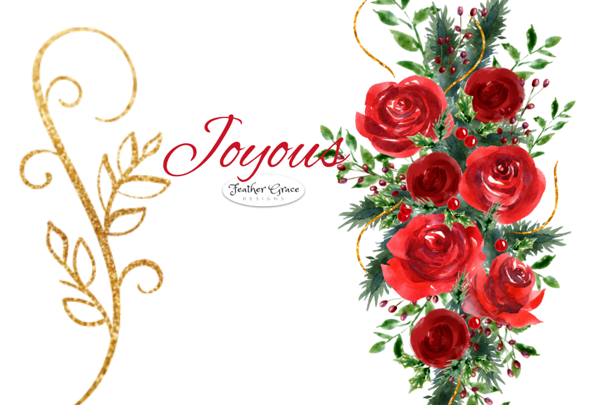 Red Watercolor Flowers & Wreaths, an Illustration by Feather Grace Designs (Photo 3 of 15)