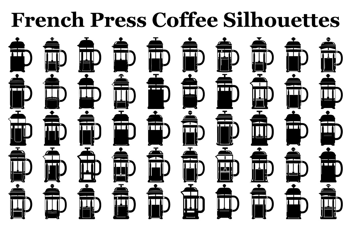 French Press Coffee Silhouettes, a Graphic by hafijul (Photo 1 of 14)