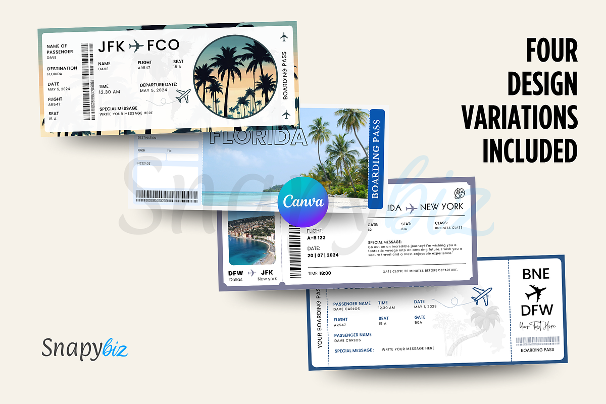 Printable FLORIDA Surprise Ticket, a Card Template by Snapybiz (Photo 2 of 7)