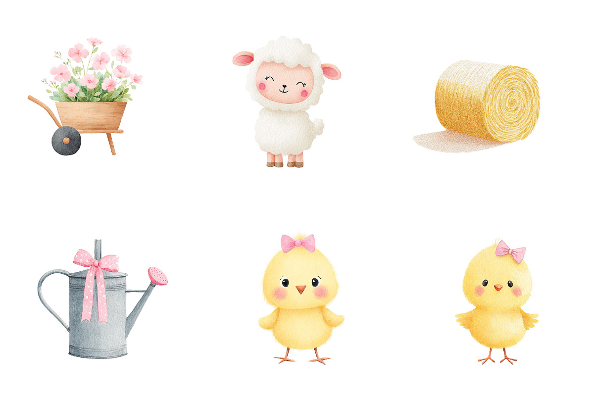 Watecolor Cute fram clipart, an Illustration by CreationArt (Photo 5 of 6)