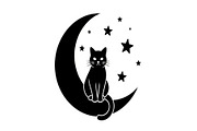 50 Cat Moon Silhouette Vector Bundle, an Illustration by jahid234 (Thumbnail 23 of 51)