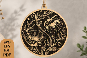 Floral Round Wall Art SVG, an Object Graphic by DreamCafeArt