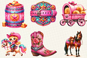 Pink Western Cow Girl Clipart, an Illustration by OK Design (Thumbnail 2 of 5)