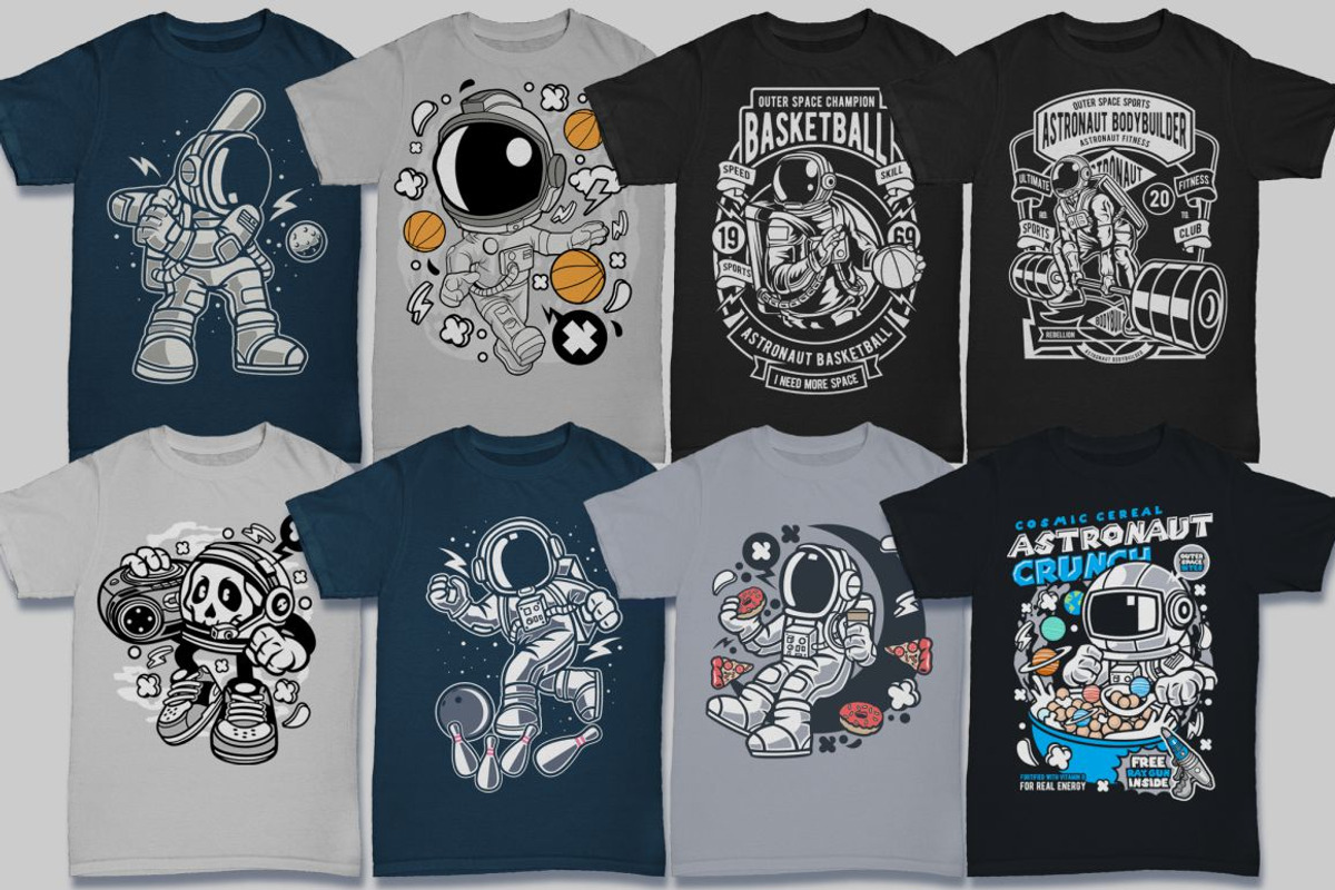50 Astronaut Tshirt Designs Bundle, an Illustration by roach_graphic (Photo 2 of 7)